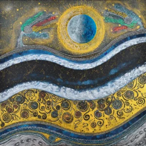 Tableau sédentaire S-1080 - acrylique sur toile, vernis. (80 x 80 cm) - (c) Elvire Parazols