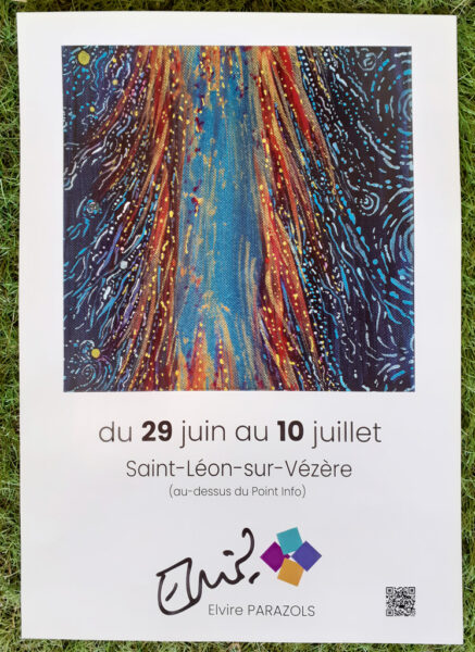 Panneau 'tréteau' mis au bord de la route pour inviter les passants à monter à la salle d'exposition.