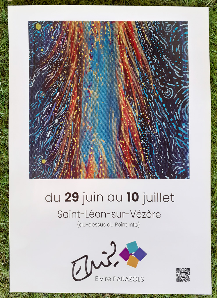 Panneau 'tréteau' mis au bord de la route pour inviter les passants à monter à la salle d'exposition.