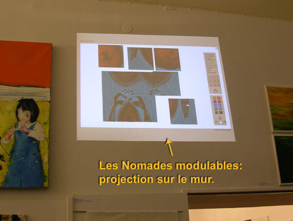 Haus-Bethanien, Kreuzberg (Berlin, D)Installation «Nomades» (projection interactive de tableaux virtuels au mur)